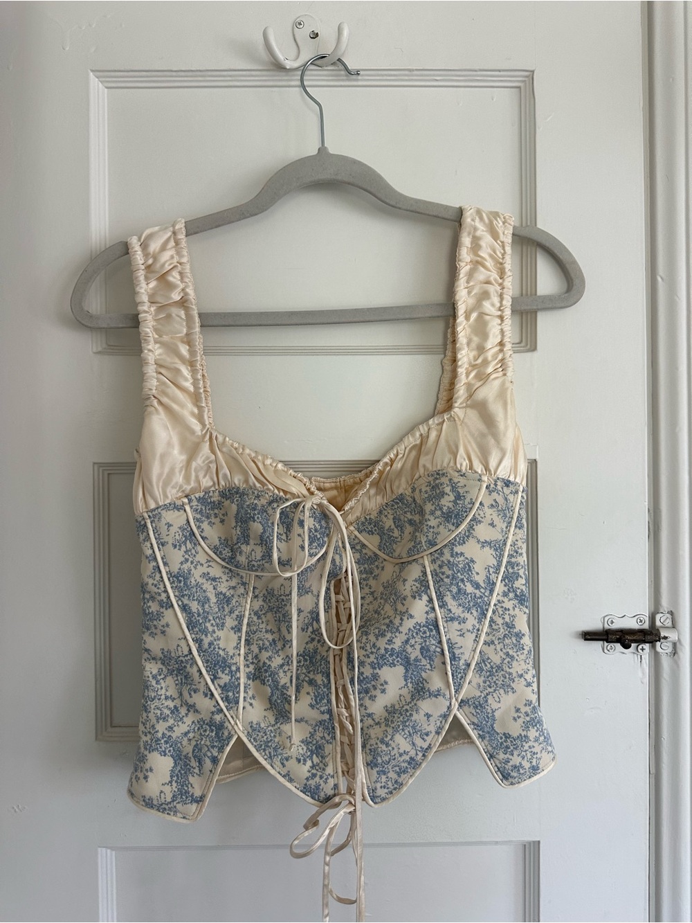 Fait Par Foutch Angelina Corset in Blue Toile
